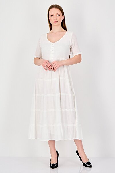 Epiphany Women Plain Midi Dress, White