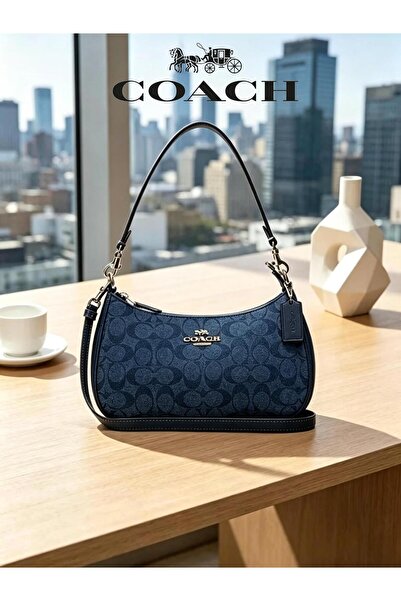 Coach New York Shoulder Bag for Women Denim Blue Crossbody bag Handbag Messag...