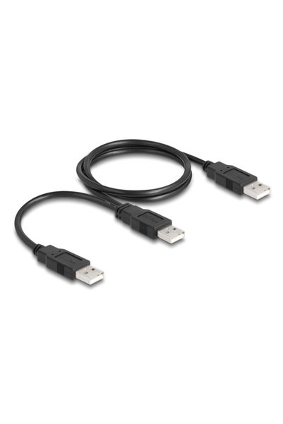 DELOCK καλώδιο USB σε 2x USB 80000, 480Mbps, 70cm, μαύρο