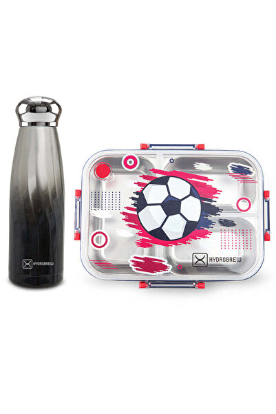 Hydrobrew Steel Core 3 Compartment Lunch Box 750ml w/ Double Wall Stainless S...