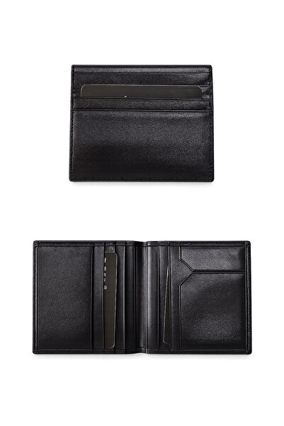 Meka Deri Genuine Leather Convenient Black Card Holder with Plenty of Card Slots