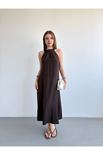 bbeox.com Keten Halter Elbise
