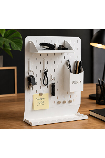momobi Peggy Metal Desktop Organizer and Pegboard with Magnets and Accessories