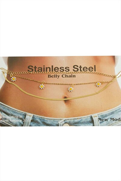 Marsilyan Papatya Mineli Steel Waist Belly Chain Ilkel-Bjt940