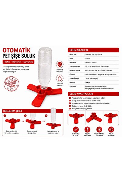 Civciv Otomatik Suluk Pet Şişe Uyumlu Aparatı 3 Gözlü