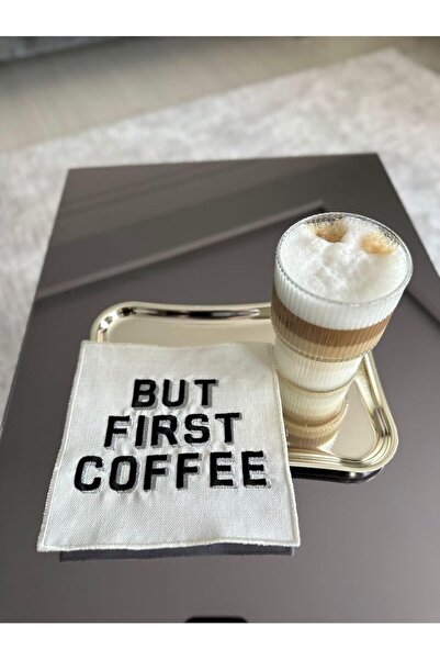Yıldızan Mht Shop Linda Mia but First Coffee Patterned Cocktail Napkin 1153243