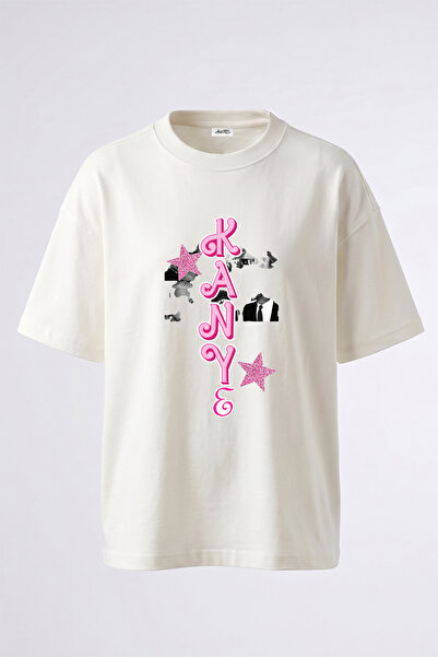 Anetos Kanye West_45 Design Printed Unisex Oversize White Tshirt