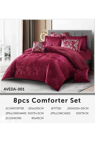 BIET ALMAFROSHAT Nefren Premium Velvet Fabric 8 Piece Comforter Set