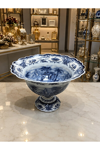 Generic Brand Esterhomedecor Large Porcelain Fruit Bowl with Stand