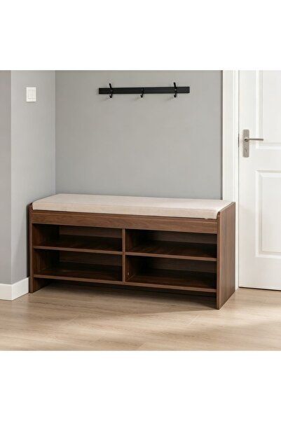 Generic Shoe Cabinet with Wooden Doors and Comfy Bench
