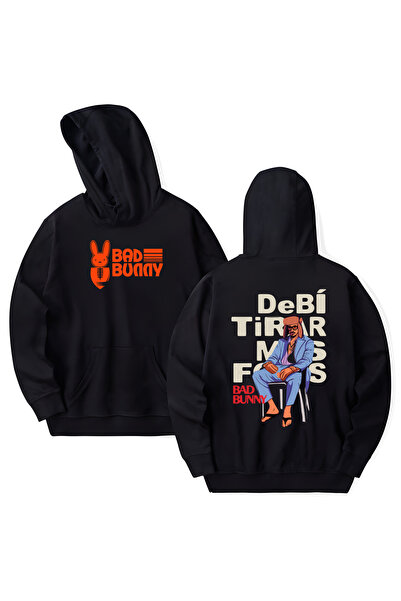 STİL-X Bad Bunny Printed Cotton Long Sleeve Hooded Sweatshirt with 3 Yarns