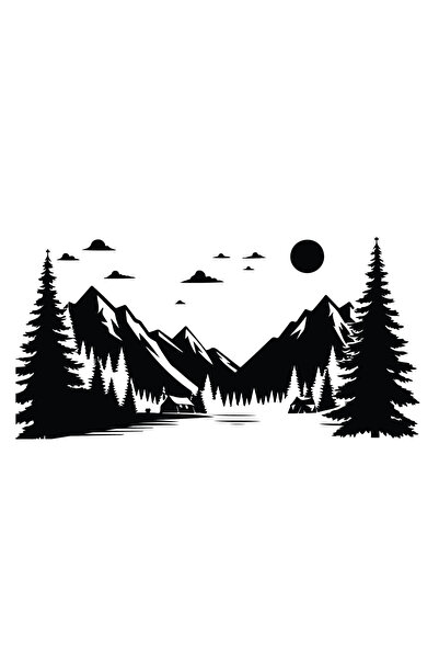 Amo-Stickers Sticker Camping , Munti , Natura 2 70cm Negru