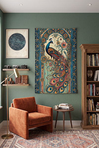 Milura Tavus Kuşu Duvar Örtüsü – Modern Dekoratif Kaliteli Kumaş Tapestry Duv...