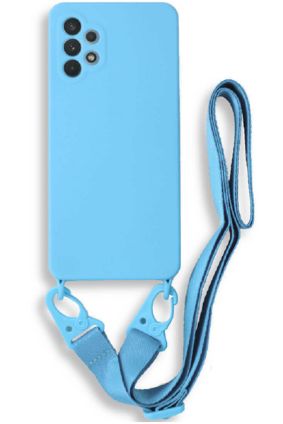 Bodycell Θήκη Σιλικόνης με Λουράκι Λαιμού - Samsung Galaxy A72 - Light Blue