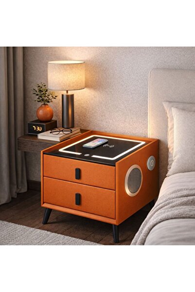 OEM Noptiera Smart-2 Sertare ,Incarcare Wireless, Lumini, si Boxa Bluetooth