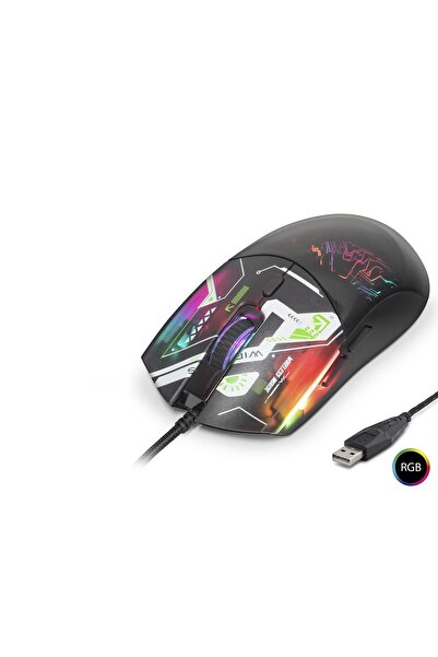 Skygo Mouse 7200 Dpi Rgb Geometrik Desenli - Siyah G306B