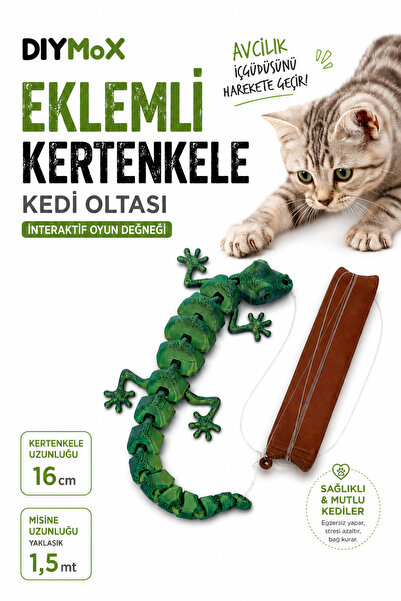DIYMaX Interactive Cat Play Wand with Jointed Lizard Figure