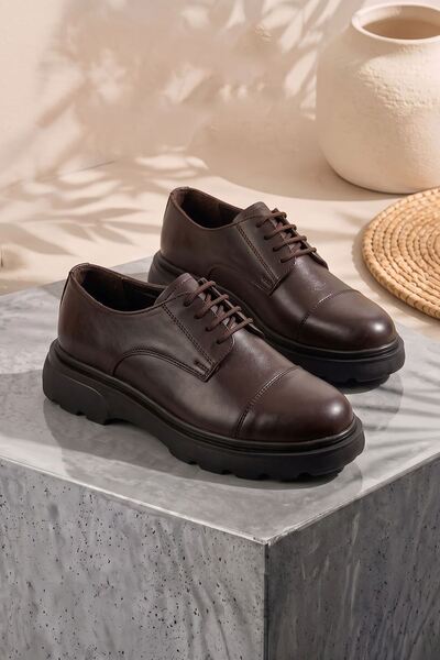 gizlitopuk 5-6 cm Height Increasing Hidden Heel Genuine Leather Brown Men's C...