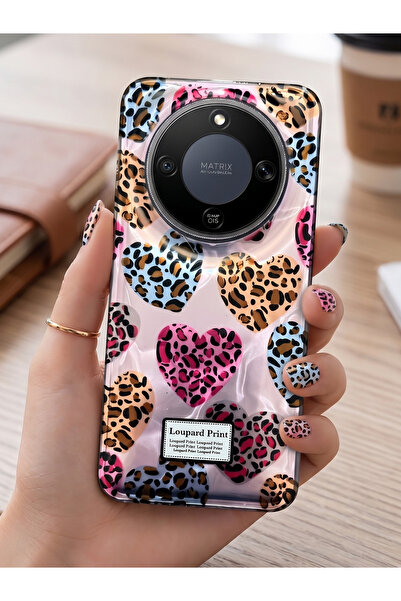 Rivor Honor Magic 8 Lite Uyumlu Kılıf Kamera Çıkıntılı Çok Renkli Leopar Dese...