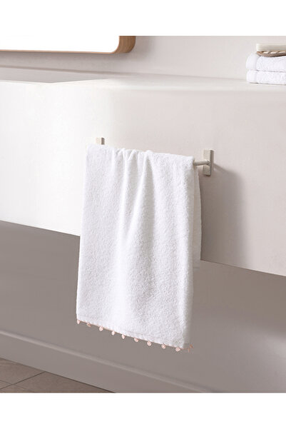 Madame Coco Melly 100% Cotton Crochet Face Towel - White/Powder - 50X70 cm