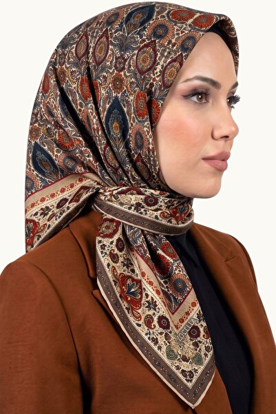 hadiora Women's Beige Ethnic Floral and Shawl Motif Organic Cotton Soft Scarf