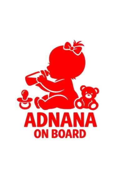 OEM Autocolant decorativ auto  "ADNANA ON BOARD ", 10cm, Roșu
