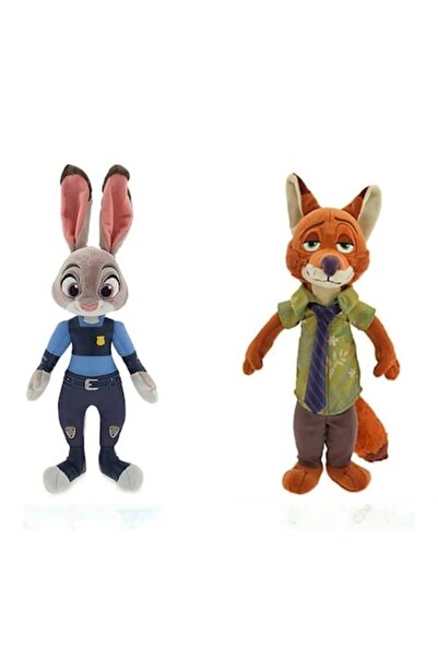 DrKala Set de 2 jucării de pluș Zootopia, Judy Hopps 38 cm și Nick Wilde 38 c...