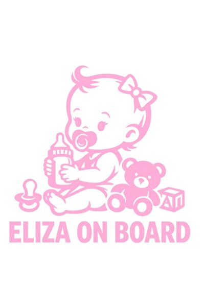 OEM Autocolant decorativ auto  "ELIZA ON BOARD ", 10cm, Roz