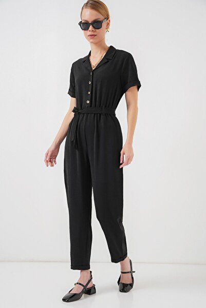 Hiccup Bdart Bowknot Shirt Collar Jumpsuit