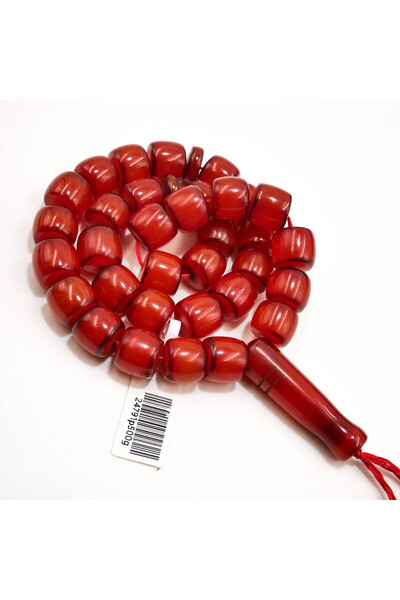 Generic Pakistani Faturan Rosary 33 Beads 12x11mm Deep Red Barrel Prayer Bead...