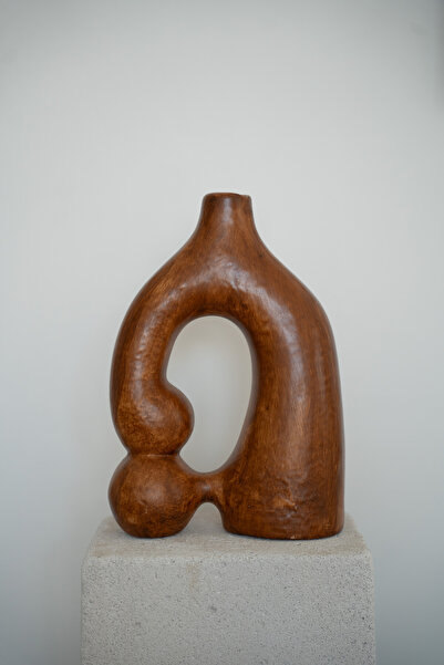 Dekorzdükkan Muse Wood Look Organic Form Ceramic Vase