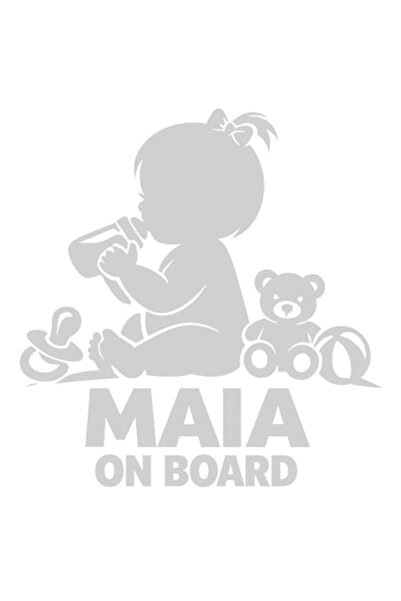 OEM Autocolant decorativ auto  "MAIA ON BOARD ", 10cm, Alb