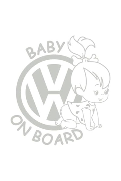 OEM Autocolant decorativ auto  "BEBE LA BORD ", Model VW, 10cm, Alb
