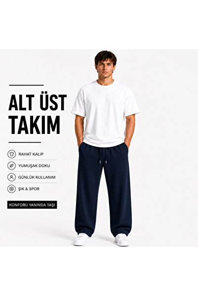 JULİA MODA Men's Sweatpants and Top Set Lightweight and Breathable Fabric Com...