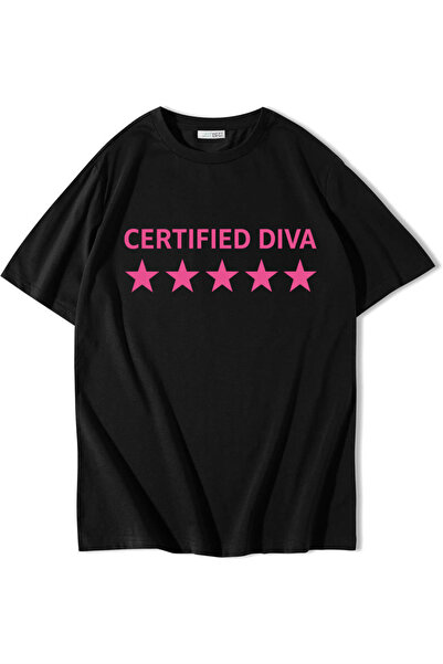 BRZ COLLECTION Unisex Oversize Certified Diva T-Shirt Black