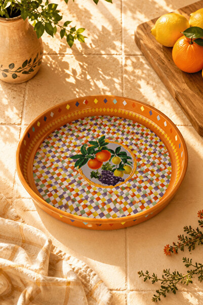 Sarkap Home 26 Cm Lemon Design Turuncu Meyve Tabağı