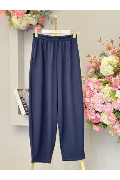 ALANURMODA 26105 Combed Cotton Carrot Trousers Navy Blue