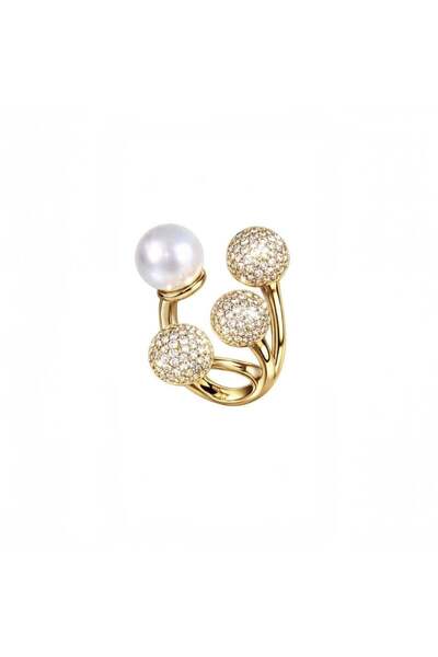 neslyaccessories Tirio Pearl Adjustable Gold Ring