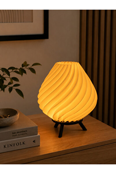 Voxen Spiral Tasarım Dekoratif Masa Lambası - Pilli LED Mum Dahil