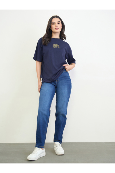 Styli Blue Tapered Fit High Rise Jeans