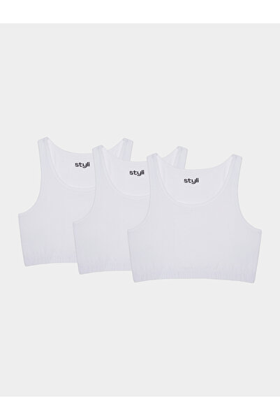 Styli Girls Pack of 3 - Wide Strap Sports Bra with Elastic Waist