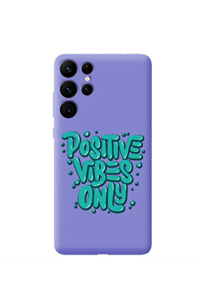 Other Samsung S22 Ultra Positive Vibes Only Purple Colored Silicone TPU Θήκη
