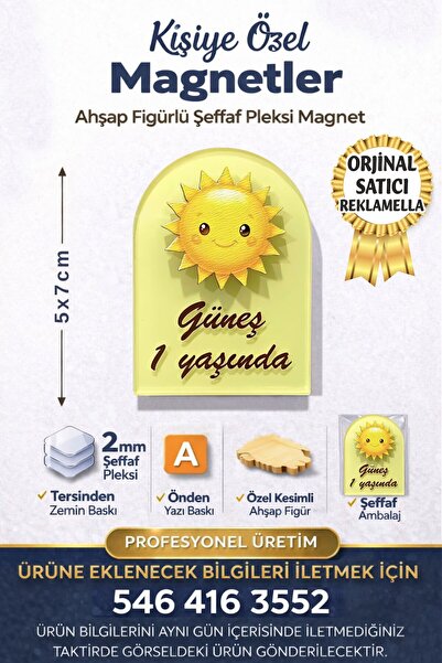 reklamella Güneş Temalı Figürlü Pencere Kesimli Doğum Günü Magneti Organizasy...