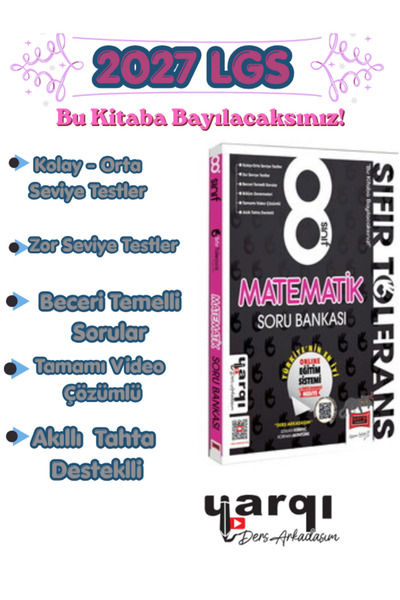 Yargı Yayınları Yargı 8.Sınıf Matematik Sıfır Tolerans Soru Bankası - Ders Ar...