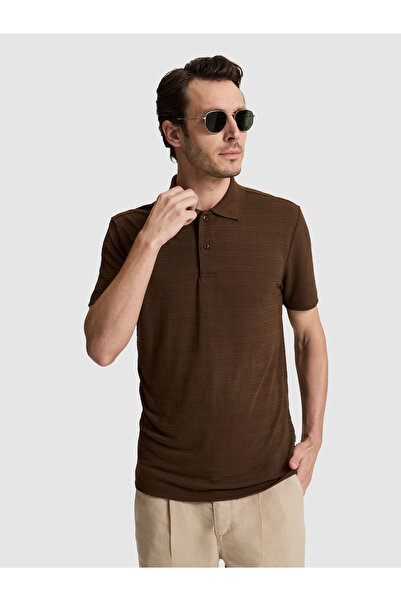 Cacharel Brown Slim Fit Polo Neck T-Shirt 50328376-Vr029