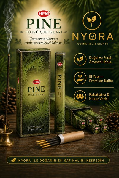 Hem Marka Pine Çam Ağacı Çubuk Tütsü 120 Adet 6 Paket ve Ahşap Tütsü Kayığı