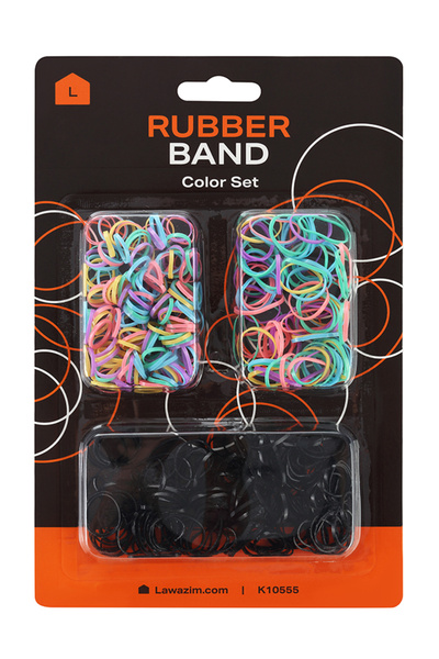 Lawazim Elastic Band Set in Black and Assorted Colors for Hair, Crafts and Da...