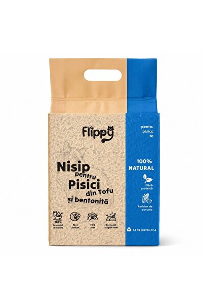 Flippy Nisip pentru Pisici din Tofu si Bentonita, Flippy, 100% , Fara Parfum ...
