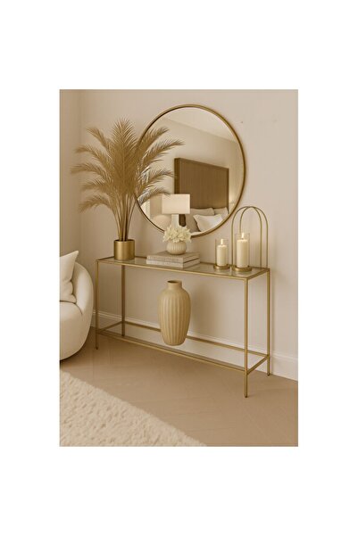 Empressco Modern Kahve Dresuar, Şeffaf Camla Elegance Gold Köşesi 100 cm