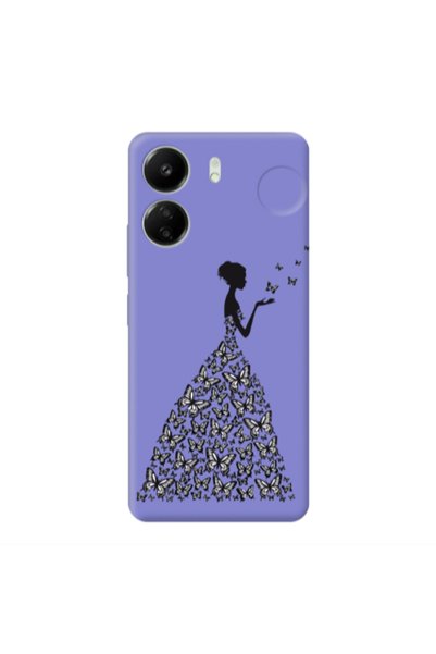 Other Xiaomi Redmi 13C Butterfly Girl Purple Colored Silicone TPU Θήκη